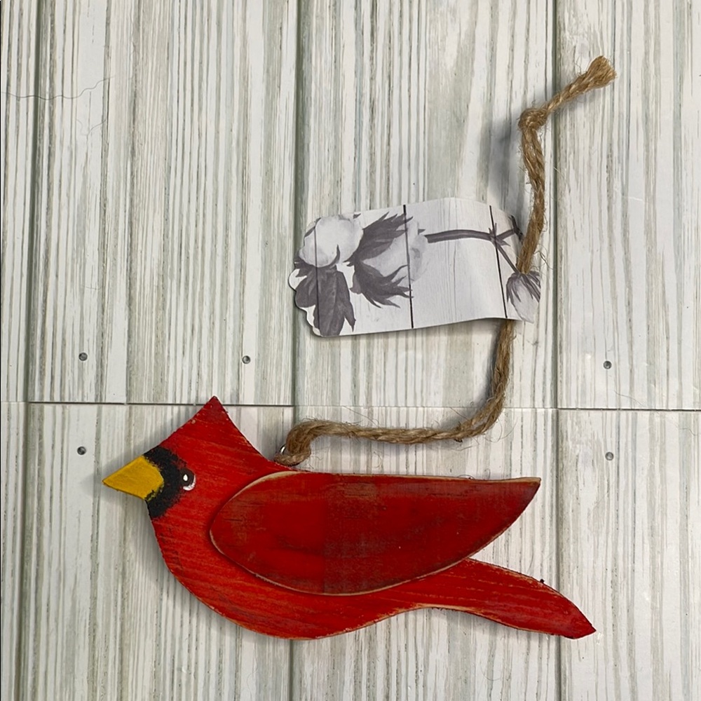 Wooden Red Cardinal Bird Hanging Decoration
